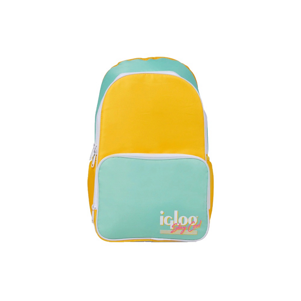 MOCHILA TERMICA IGLOO 24 LATAS RETRO BACKPACK AMARILLO/VERDE 60967