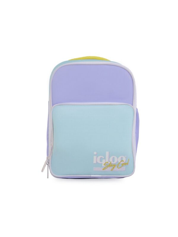 MOCHILA TERMICA IGLOO 12 LATAS RETRO LILA/AMARILLO 63074