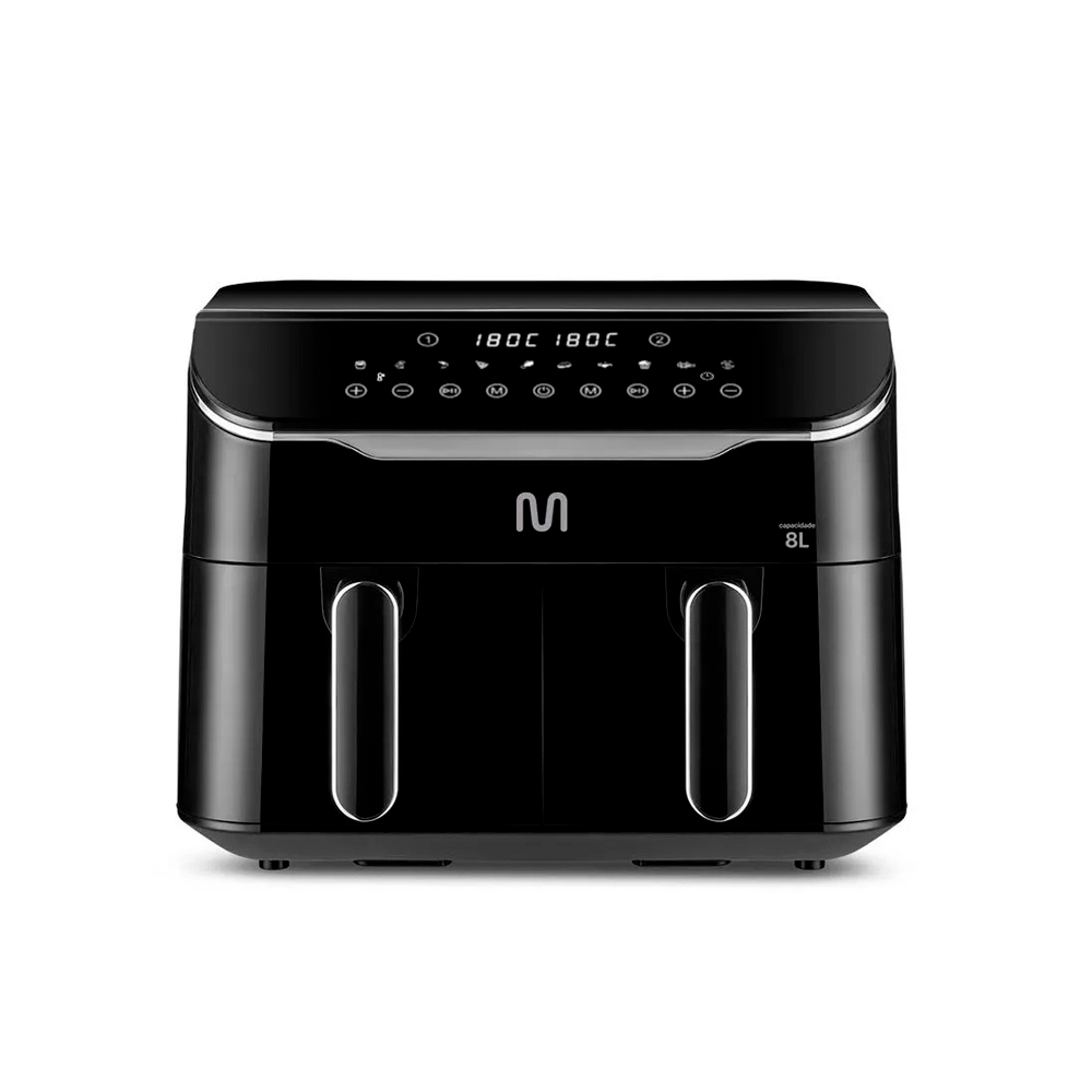 FREIDORA SIN ACEITE MULTILASER GO219USA 8L 1800W 110V 2 GAVETAS NEGRO