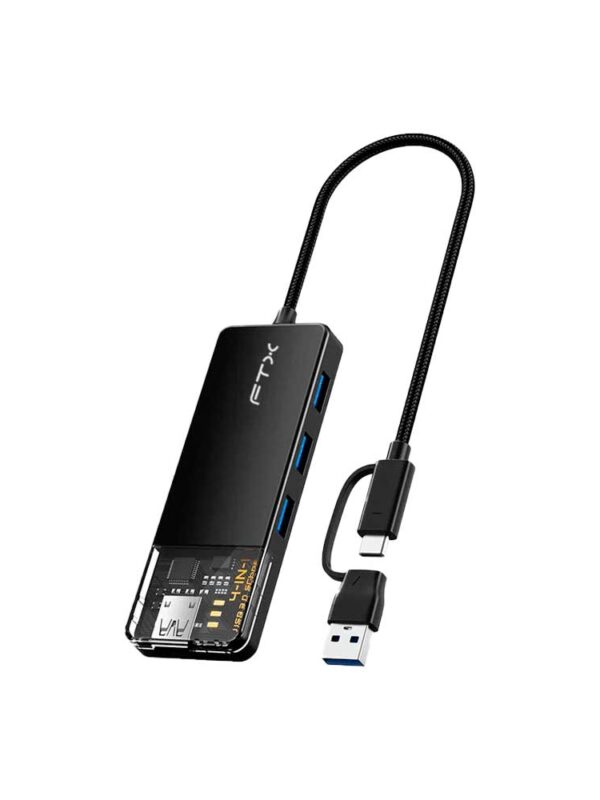HUB USB-C 3.0 / USB-A DE 4 PUERTOS FTX-HUBT3-PB 5GBPS/5V