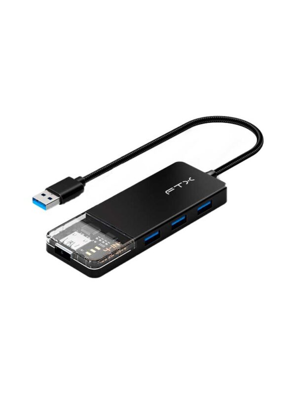 HUB USB 3.0 DE 4 PUERTOS FTX-HUBT1-PB 5GBPS/5V 1.5A
