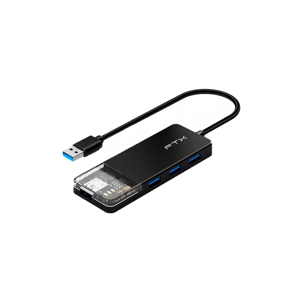 HUB USB 3.0 DE 4 PUERTOS FTX-HUBT1-PB 5GBPS/5V 1.5A