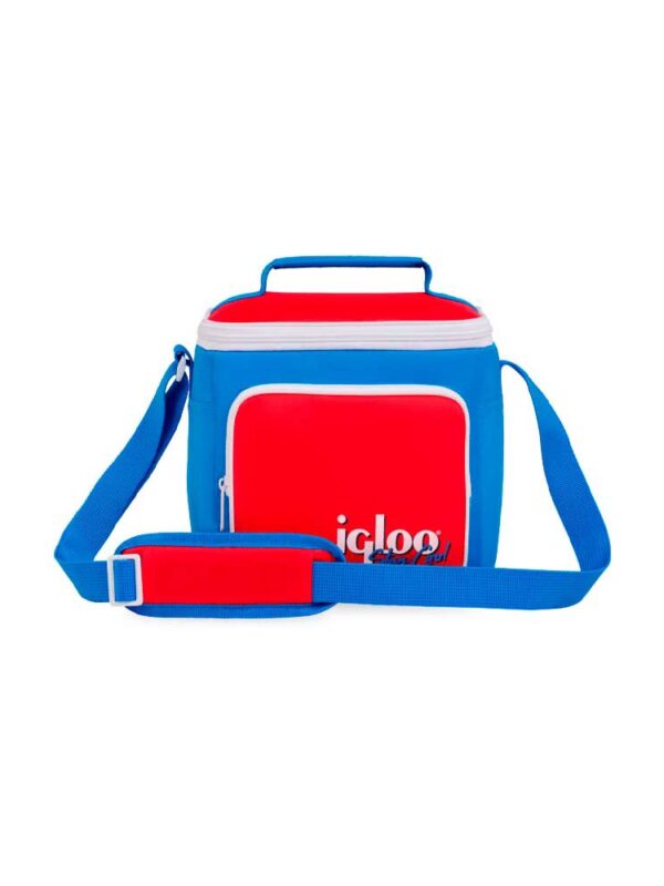 BOLSA TERMICA IGLOO 9 LATAS VERTICAL LUNCH RETRO AZUL Y ROJO 63083