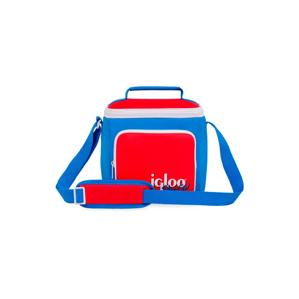 BOLSA TERMICA IGLOO 9 LATAS VERTICAL LUNCH RETRO AZUL Y ROJO 63083