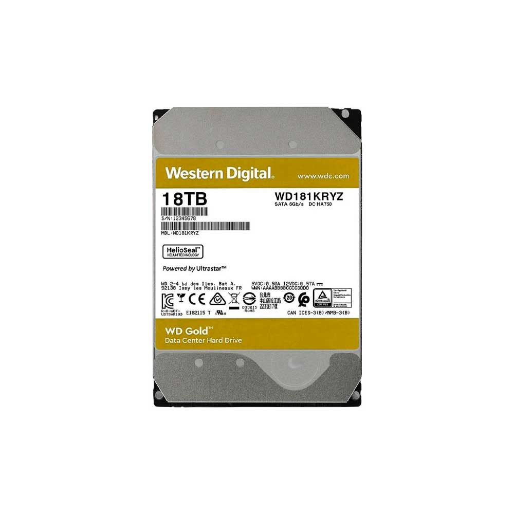 DISCO DURO 18TB WESTERN DIGITAL GOLD ENTERPRISE 7200 512MB WD181KRYZ (GARANTIA BR)