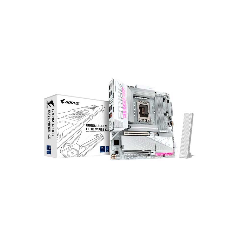 PLACA MADRE GIGABYTE 1851 B860M AORUS ELITE WIFI6E ICE DDR5 S/R/HDMI/DP/3M2/USB 4