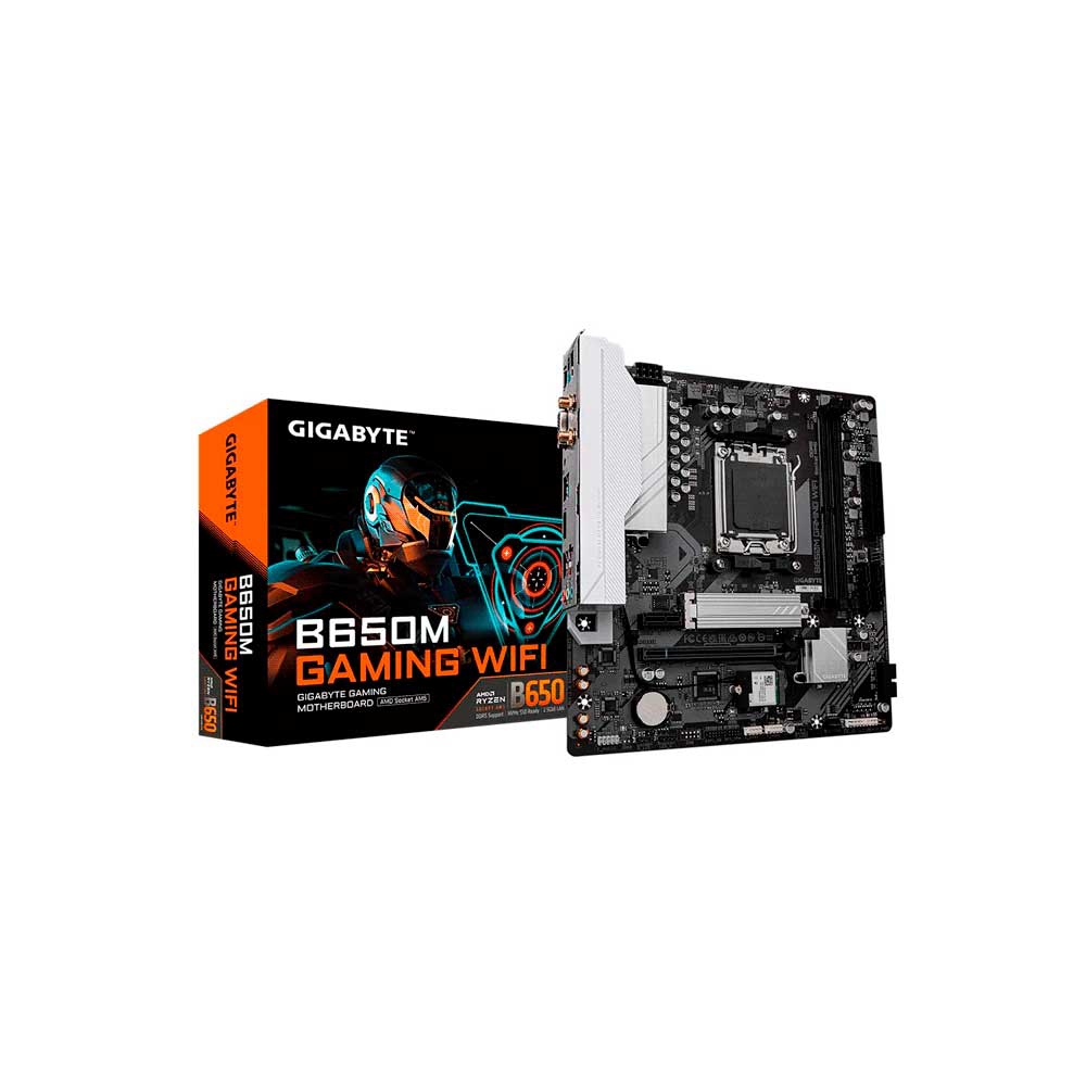 PLACA MADRE GIGABYTE AM5 B650M GAMING WIFI DDR5 V/S/R/HDMI/M2/USB3.2/MATX