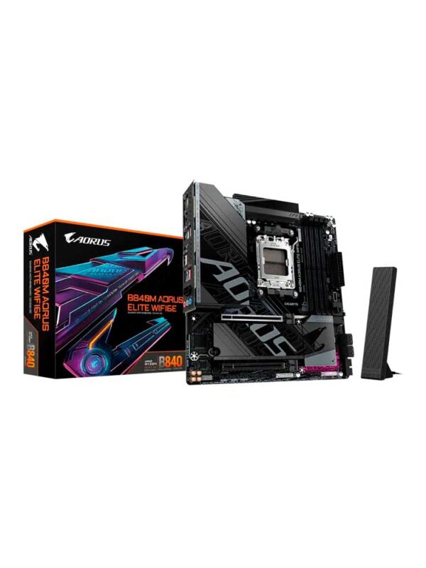PLACA MADRE GIGABYTE AM5 B840M AORUS ELITE WIFI6E DDR5 S/R/HDMI/DP/2M2/USB3.2/MATX