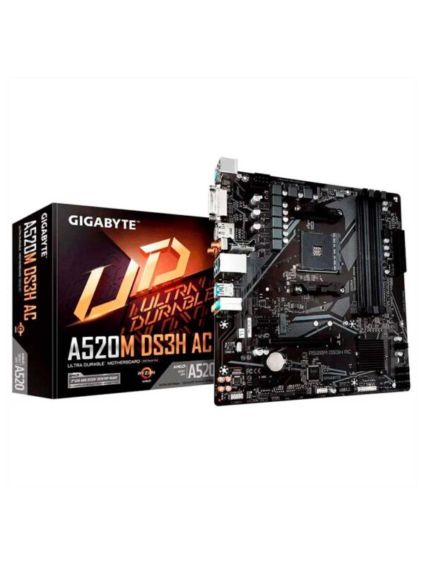 PLACA MADRE GIGABYTE AM4 A520M DS3H AC S/R/HDMI/DP/DVID/M2/WIFI/DDR4/USB3.2/MATX