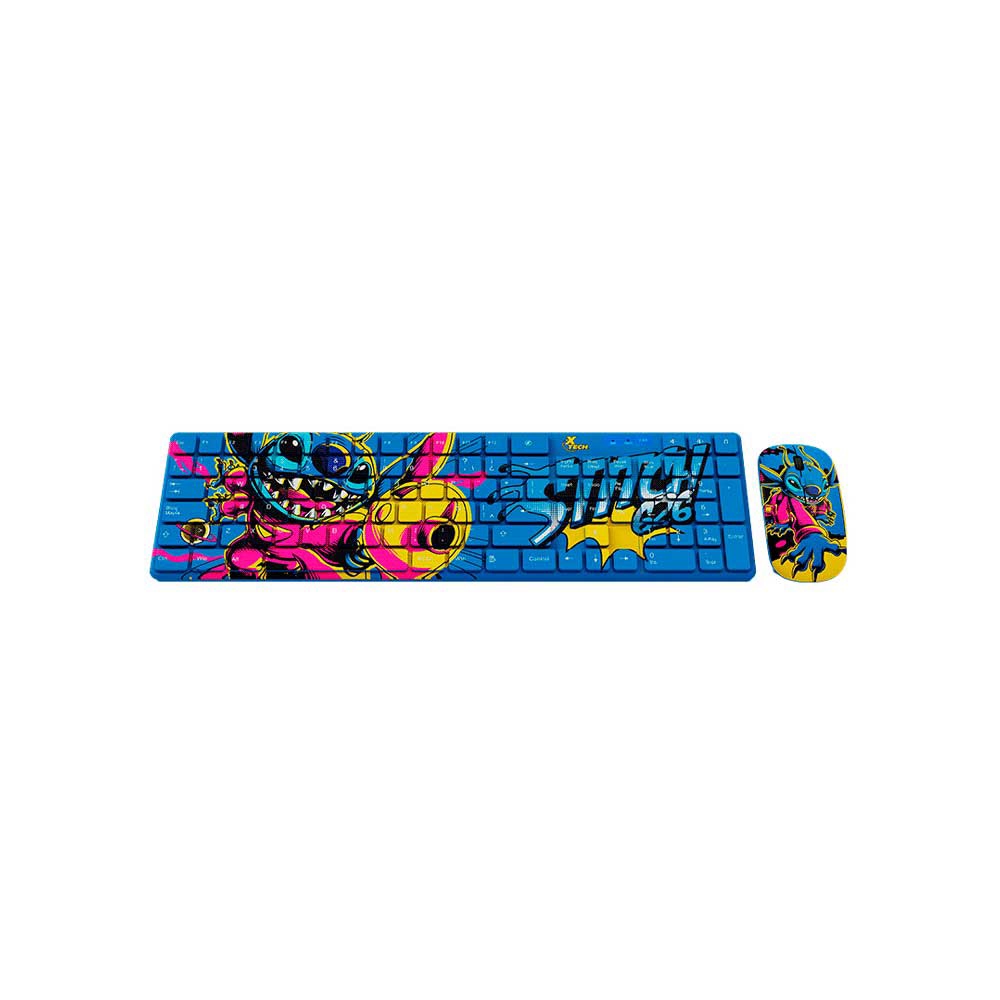 TECLADO MOUSE XTECH WIRELESS XTK-D312ST STITCH NUM/ESP/AZUL