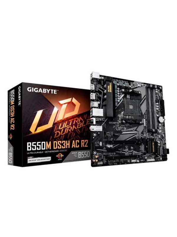 PLACA MADRE GIGABYTE AM4 B550M DS3H AC R2 S/R/HDMI/HDMI/DP/2M2/DDR4/WIFI/USB/MATX