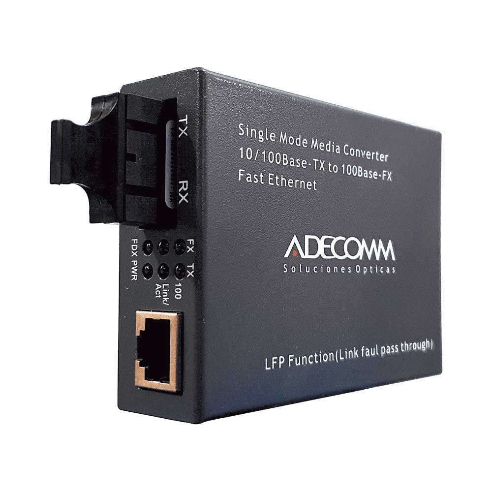 CONVERTIDOR DE FIBRA OPTICA 10/100 SM SC 60 KMS ADECOMM