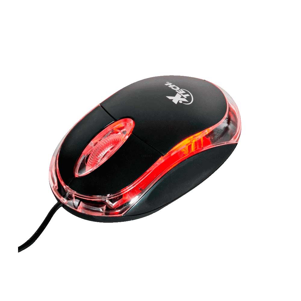 MOUSE XTECH USB XTM-195 1000DPI/3D 3 BOTON/ NEGRO C/ LED ROJO