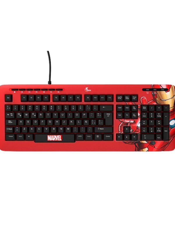 TECLADO XTECH USB XTK-M401IM IRON MAN ESP/ROJO/MULTIMEDIA