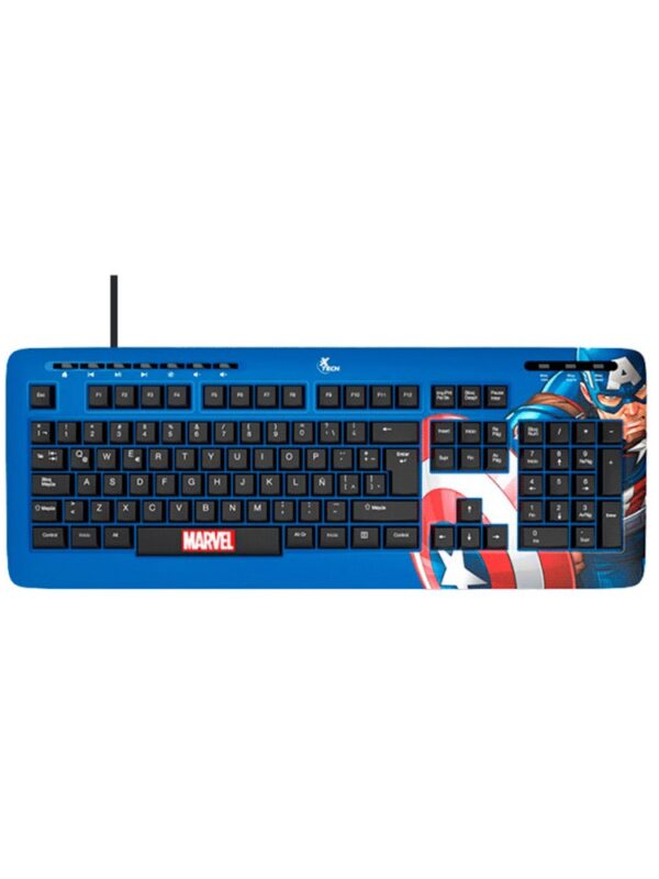 TECLADO XTECH USB XTK-M401CA CAPITAN AMERICA ESP/AZUL/MULTIMEDIA
