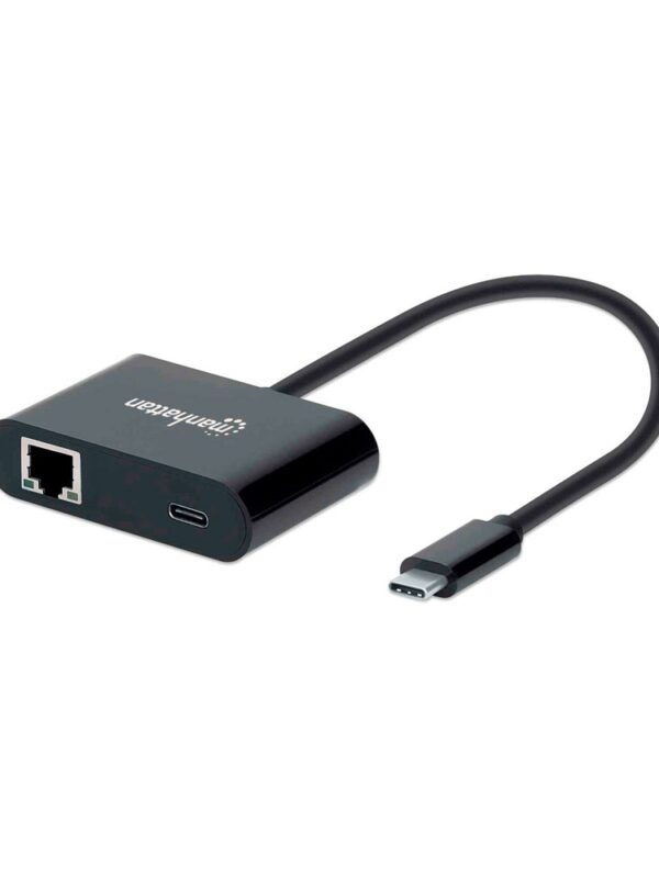 ADAPTADOR USB-C/RJ45 MANHATTAN /1GBPS/60W NEGRO 153454