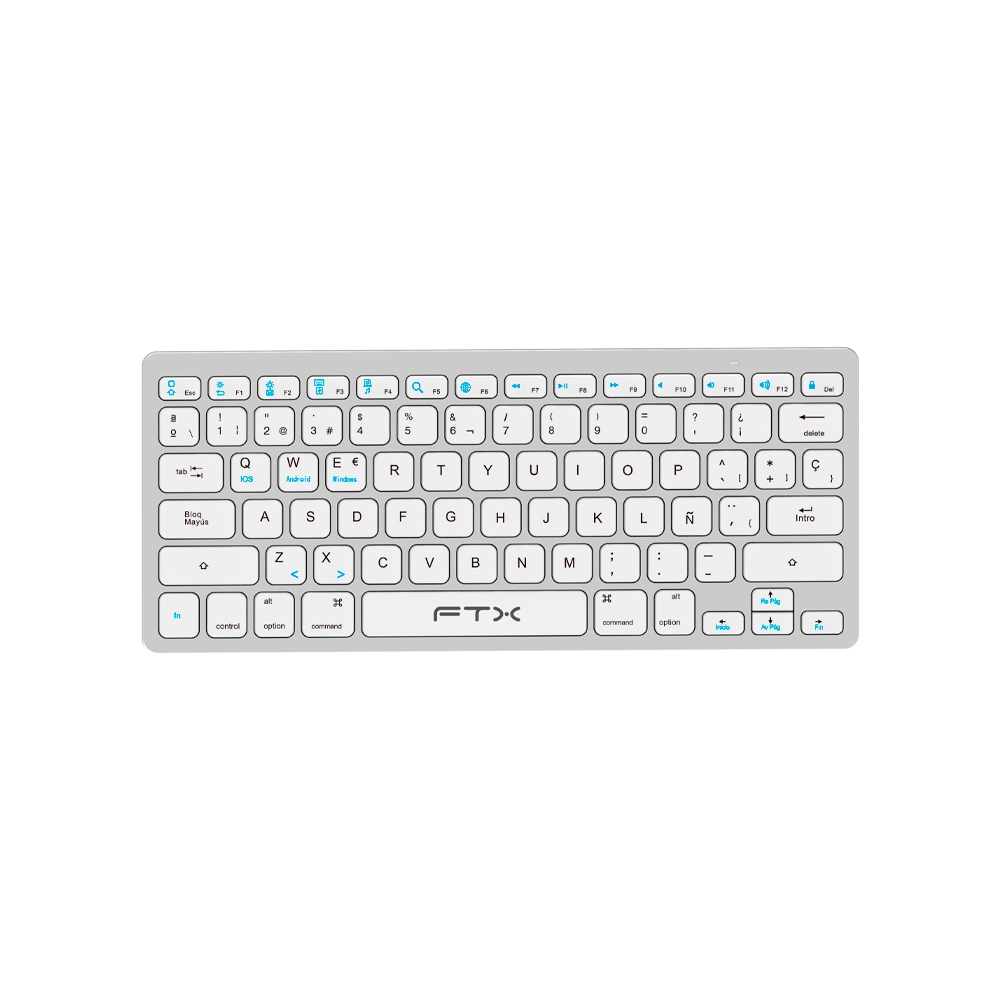 TECLADO FTX BLUETOOTH FTXB1000 ULTRA SLIM POR/PLATA