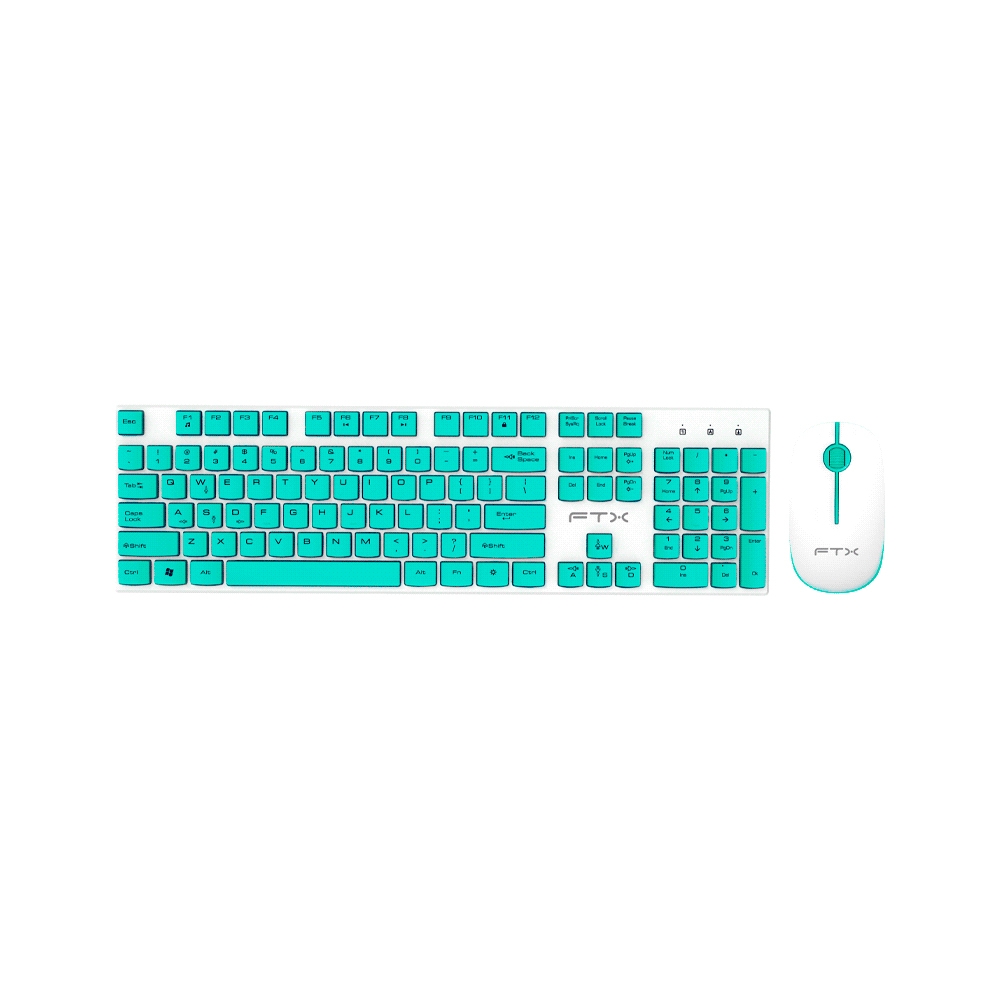 TECLADO MOUSE FTX WIRELESS FTXGK600 NUMERICO/ESPAÑOL BLANCO/VERDE