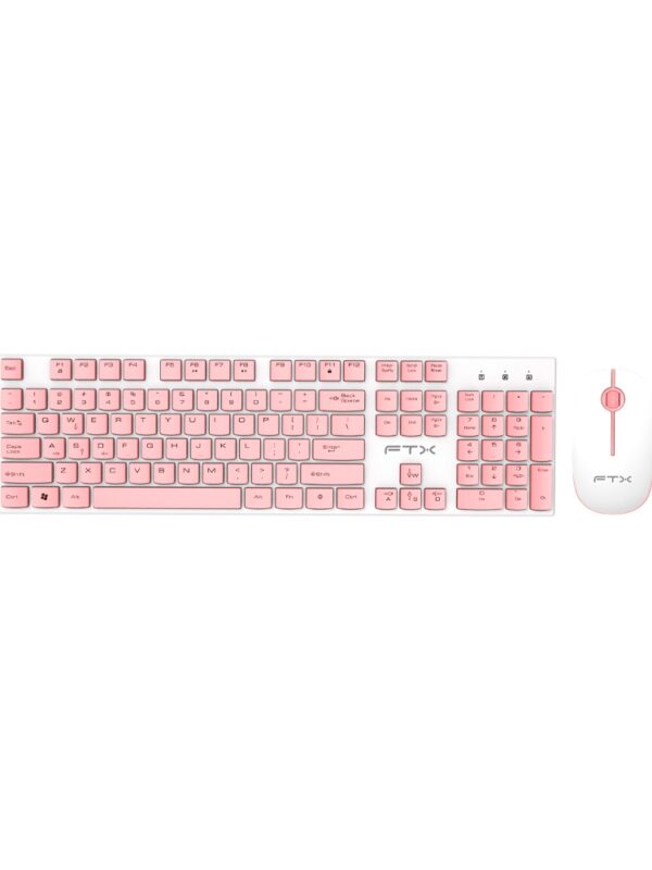 TECLADO MOUSE FTX WIRELESS FTXGK600 NUMERICO/ESPAÑOL BLANCO/ROSA