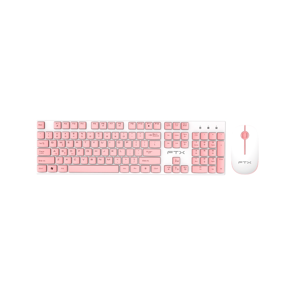 TECLADO MOUSE FTX WIRELESS FTXGK600 NUMERICO/ESPAÑOL BLANCO/ROSA