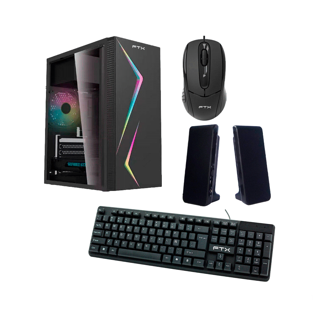 GAB KIT GAMER FTX271R 500W MOUSE TECL/ESP SPK 1FAN RGB LATERAL TRANSP