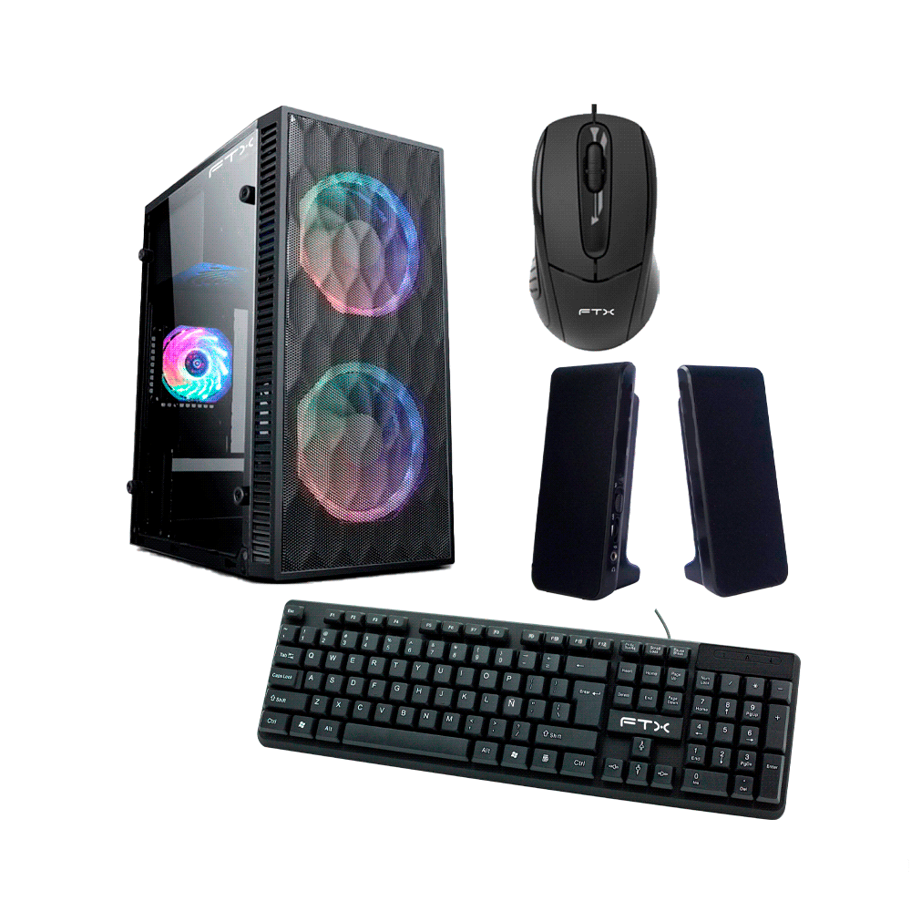 GAB KIT GAMER FTXN14 500W MOUSE TECL/ESP SPK 3FAN RGB LATERAL TRANSP