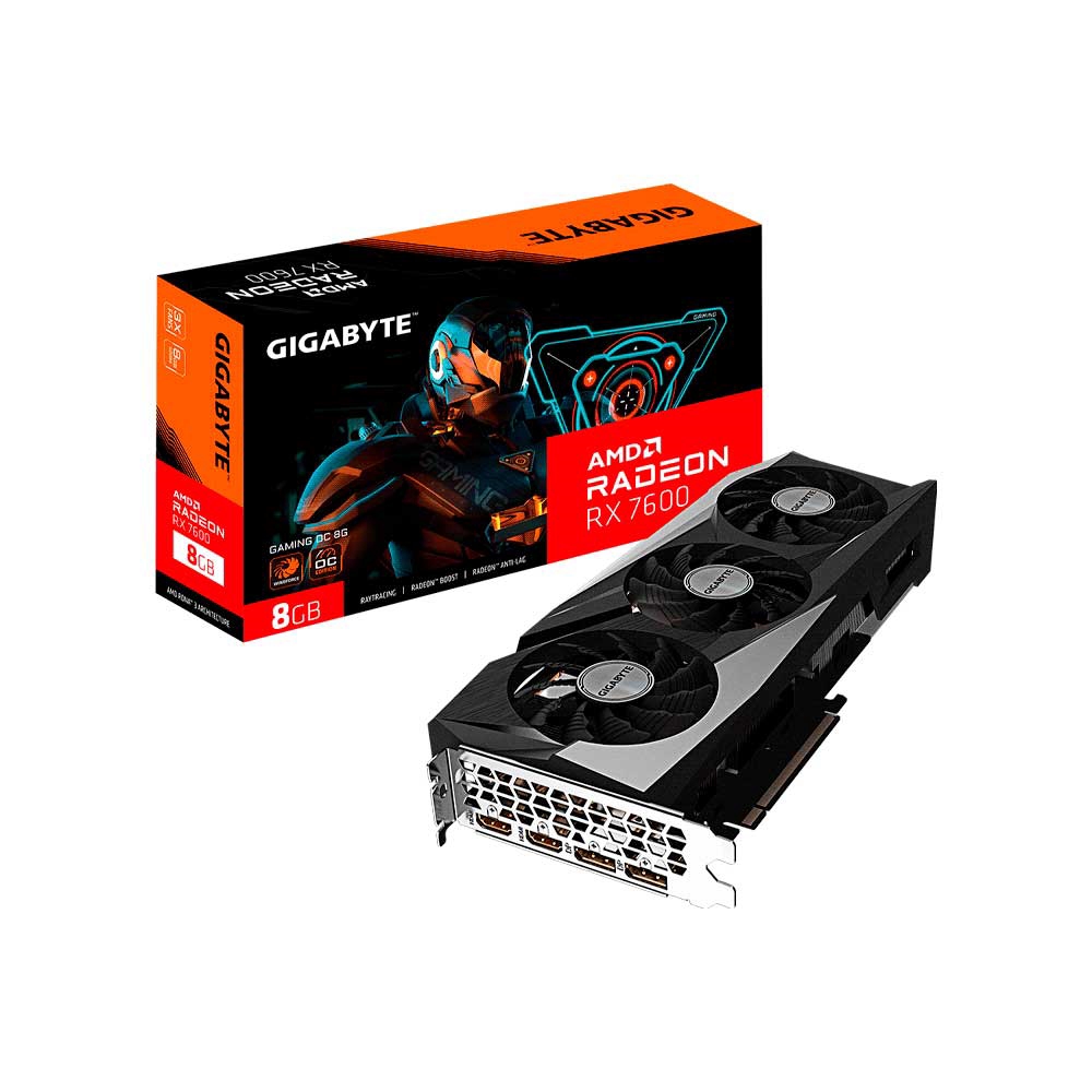 PLACA DE VIDEO GIGABYTE RADEON RX7600 GAMING 8GB OC GDDR6 GV-R76GAMING OC-8GD